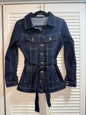 Porter Collective Dark Blue Denim Jacket With Tied Waist